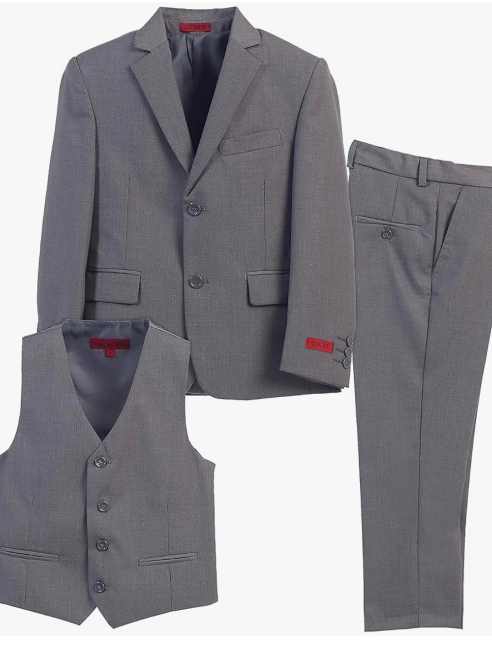 Classic Boys Grey 3-Piece Suit with Vest - (Brand)